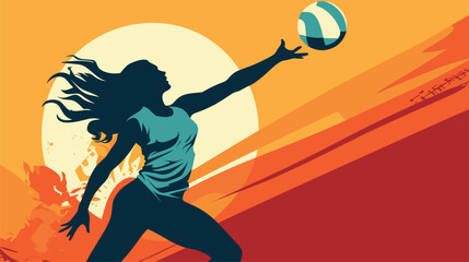 Wall Mural - volleyball through a vector art piece that captures the dynamic nature of the sport. illustrate play