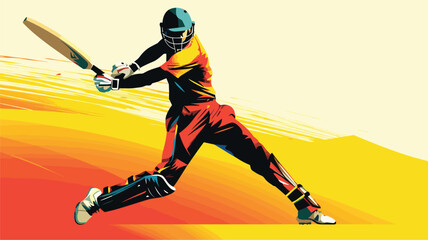 Wall Mural - cricket through a vector art piece that captures the essence of the sport.