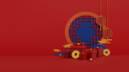 Wall Mural - Happy Chinese New Year. 3D Illustrations.