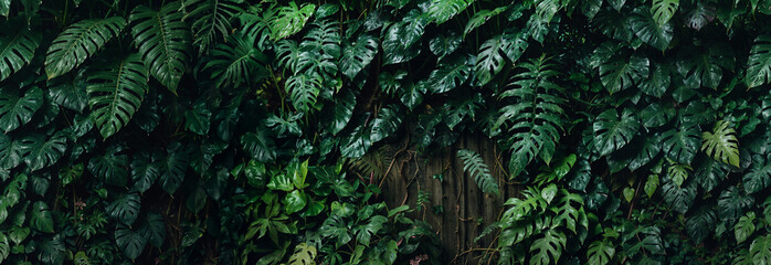 monstera leaves tileable seamless background, panoramic floral, plants banner, tropical pattern head