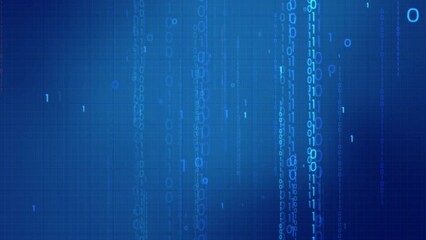 Cyberspace future technology digital network binary matrix digital bits 0 1 code rain grid dot line background. Abstract particle business corporate concept.