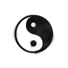 Graffiti-style Yin Yang Symbol Stencil With Spray Paint Effect Isolated On Transparent Background