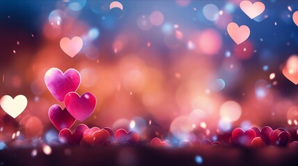 Wall Mural - empty space. hearts on blurred background banner for mother's day, valentine's day. love concept.