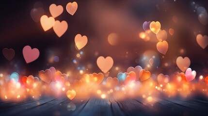Wall Mural - empty space. hearts on blurred background banner for mother's day, valentine's day. love concept.