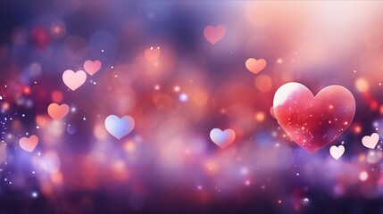 Wall Mural - empty space. hearts on blurred background banner for mother's day, valentine's day. love concept.