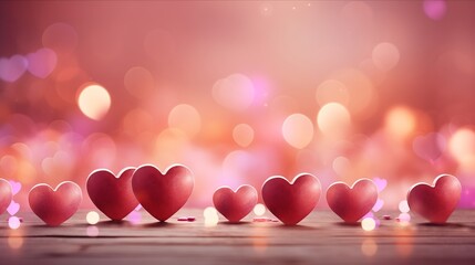 Wall Mural - empty space. hearts on blurred background banner for mother's day, valentine's day. love concept.
