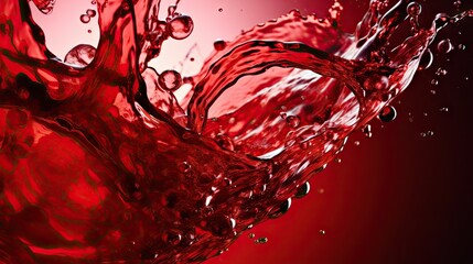 Wall Mural - Splashing red wine close up on red background