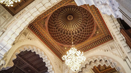 The architecture of Hassan II Mosque in Casablanca, Morocco