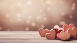 Wooden heart on table. Wooden hearts with blur background. Valentines day