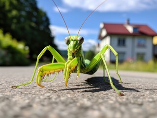 Canvas Print - green praying mantis