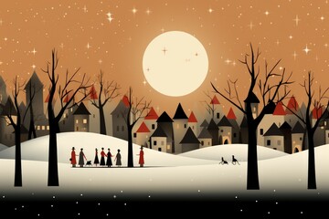 Sticker - Village Carolers - Generative AI