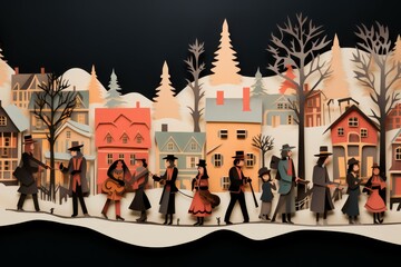 Wall Mural - Village Carolers - Generative AI