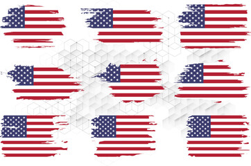 Wall Mural - American Flag Silhouette, grunge USA flag set vector, grunge, flag, silhouette, independence, July, 4th of July, 4th July, flag silhouette