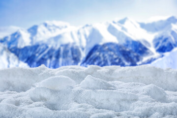 Wall Mural - Winter background of free space and snow and frost decoration. 