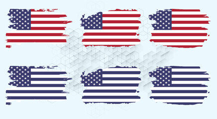 Wall Mural - American Flag Silhouette, grunge USA flag set vector, grunge, flag, silhouette, independence, July, 4th of July, 4th July, flag silhouette