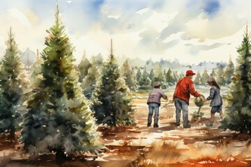 Canvas Print - Christmas Tree Farm - Generative AI