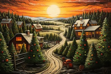 Canvas Print - Christmas Tree Farm - Generative AI