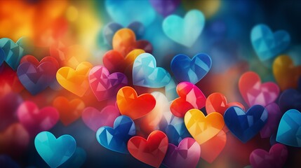 Wall Mural - love romantic wallpaper with abstract hearts. concept of friendship and love.