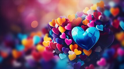 Wall Mural - love romantic wallpaper with abstract hearts. concept of friendship and love.