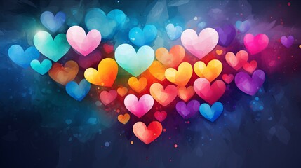 Wall Mural - love romantic wallpaper with abstract hearts. concept of friendship and love.