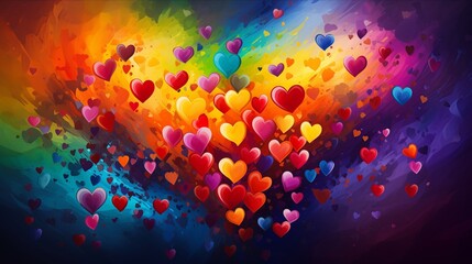 Wall Mural - love romantic wallpaper with abstract hearts. concept of friendship and love.