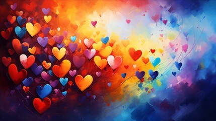 Wall Mural - love romantic wallpaper with abstract hearts. concept of friendship and love.