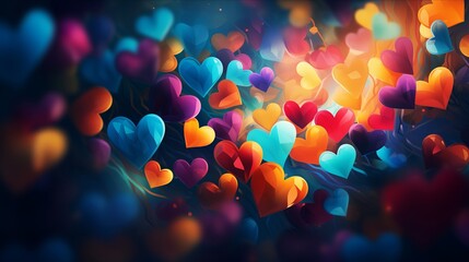 Wall Mural - love romantic wallpaper with abstract hearts. concept of friendship and love.