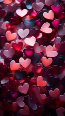 Wall Mural - Red hearts background. Valentine's Day card.