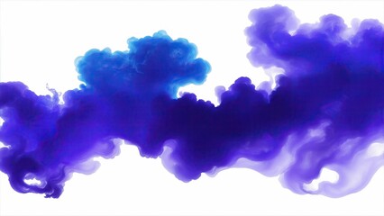 Blue and Purple smoke cloud on a white background