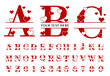 Valentine Slit Letter Set A-Z, Heart Split Monogram Letter, Split Alphabet, Split Font Vector Design