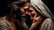 jesus christ caressing an old woman's face