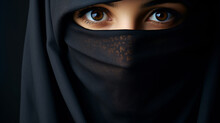 Portrait Of Black Hijab Girl With Niqab Covering