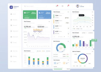 Wall Mural - ui ux infographic dashboard. ui design with graphs, charts and diagrams. web interface template