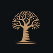 Baobab tree. Modern icon logo. Brown on black