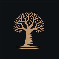 baobab tree. modern icon logo. brown on black