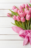 Fototapeta Tulipany - Background with bouquet of tulips . AI