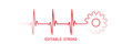 Editable lines heart rhythm illustration with gear cogwheel, heartbeat line vector design to use in healthcare, business, healthy lifestyle, medicine and ekg concept illustration projects. 