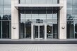 Contemporary building exterior with sleek entrance.