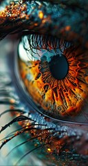 Wall Mural -  a close up of the iris of a person's eye, with the iris of a dragon's eye visible.