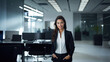 © Restyler - Beautiful brunette woman in stylish business clothes. Successful strong woman, office worker, manager.