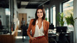 © Restyler - Beautiful brunette woman in stylish business clothes. Successful strong woman, office worker, manager.