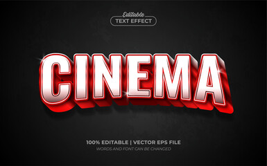 Wall Mural - Cinema Movies 3D Red Text Effect, Editable Text Effect