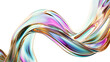 Wave metallic lines iridescent shape on transparent background