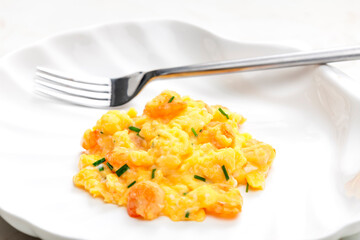 Poster - scrambled eggs with shrimps and chive