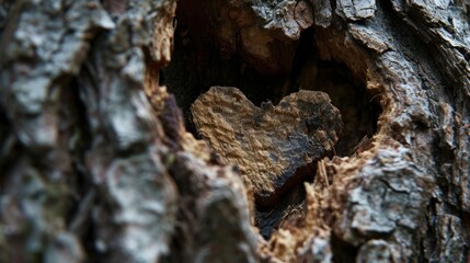 Poster -  a close up of a tree trunk with a heart shaped hole in the middle of the bark of the tree.