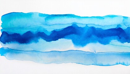 Wall Mural - ink wave watercolor hand drawn strip blue stain blot painting paper texture background