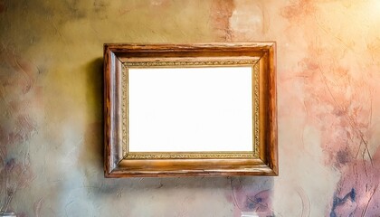 Wall Mural - old wooden picture frame on wall