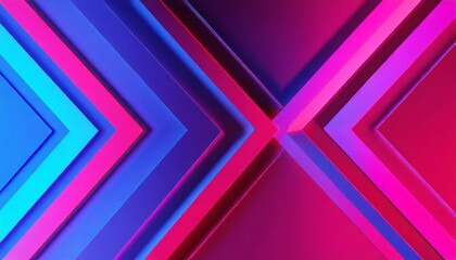 Canvas Print - 3d render abstract panoramic neon background with arrows showing right direction blue pink red gradient