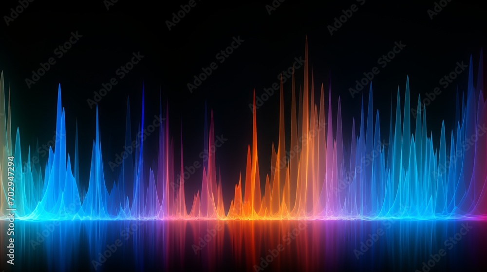 Rainbow Colored Sound Wave on Black Background Stock Illustration ...
