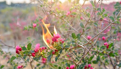 Wall Mural - burning thorn bush christian symbol